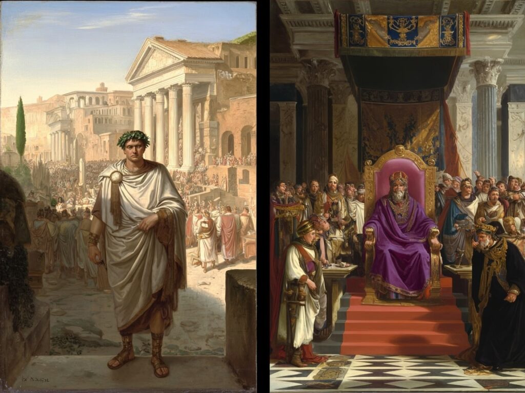 From Princeps to Dominus: How Crisis, Ceremony, and Bureaucracy Forged the Late Roman Monarchy From Princeps to Dominus: How Crisis, Ceremony, and Bureaucracy Forged the Late Roman Monarchy