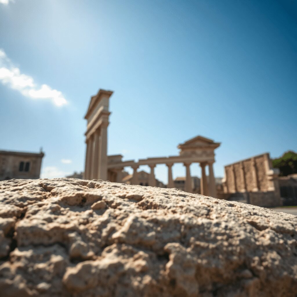 Environmental Sustainability Lessons from Ancient Roman Building Materials for 2025 Architects Close-up of ancient Roman concrete texture with ruins of iconic Roman architecture under a bright sky, showcasing durability and sustainability in ...